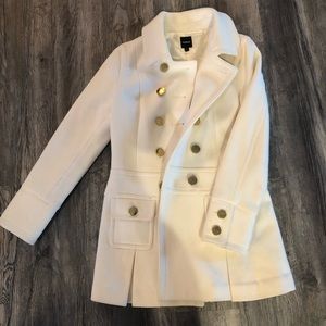 Express Cream Pea Coat with Gold Buttons